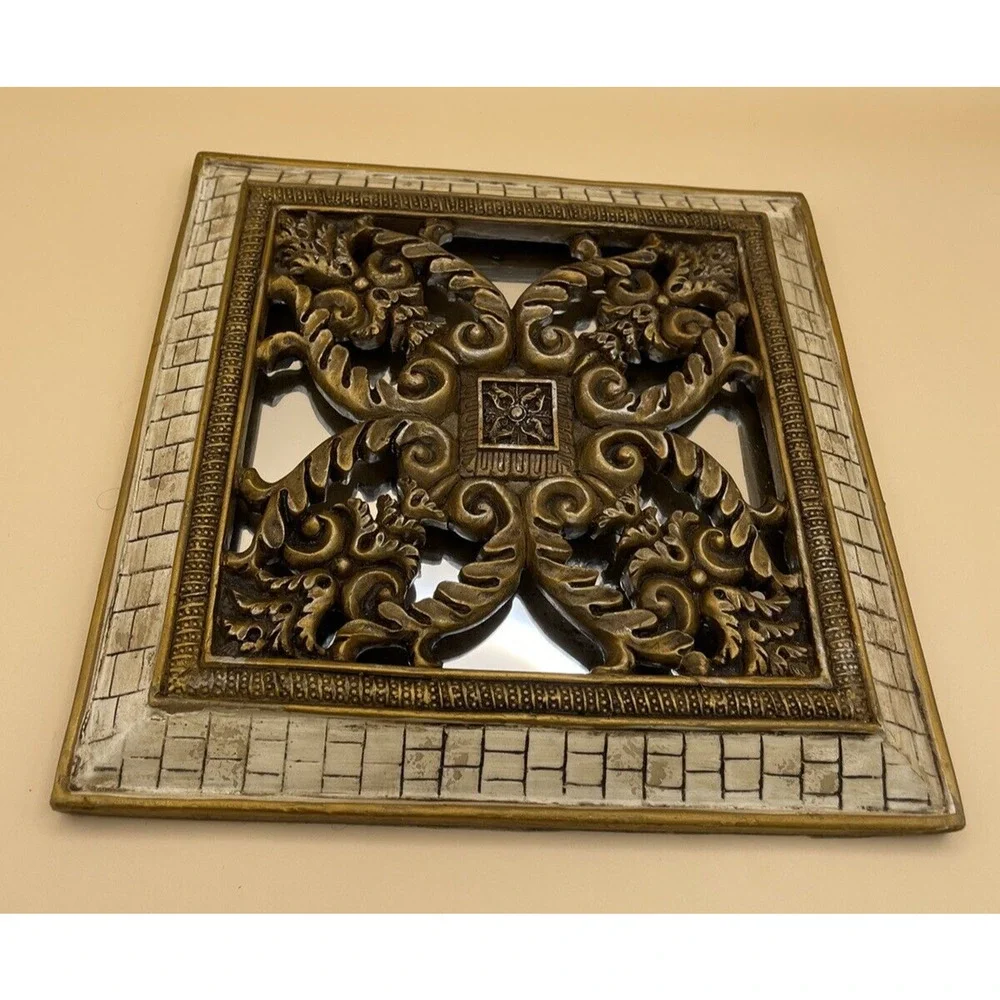 Pre-owned Scrolled Covered Mirror Oval and Square Set of 2 (Unique Vintage)